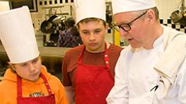 Culinary Chef Shane Warwick with students from Kingsway Park School