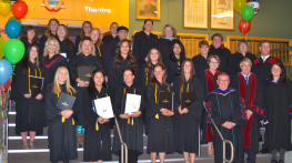 Graduates from Rainy River Campus pose with faculty and staff of Confederation College