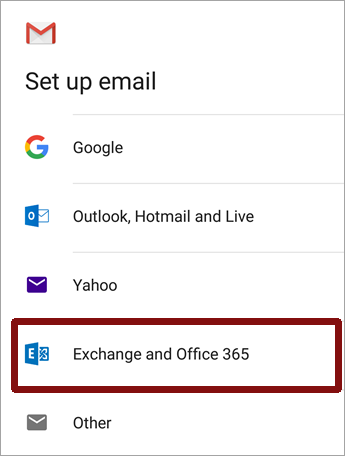 Gmail Exchange select