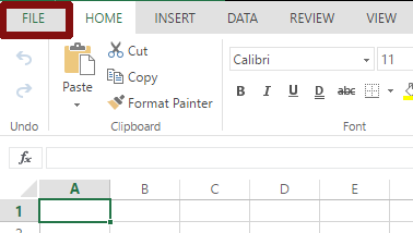 Excel File menu