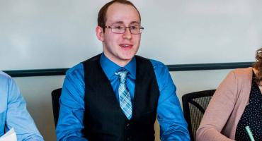 banner photo - students practicing their interviewing skills