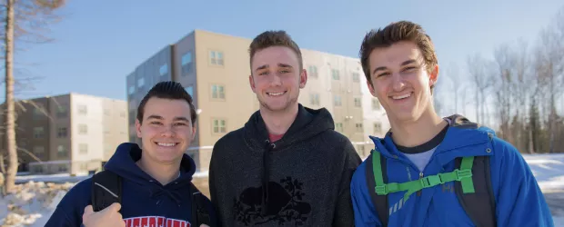 Students outside on campus