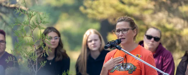 Michelle Salo speaking at the TRC event.