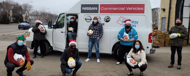 The team unloading the last of the turkeys at the RFDA