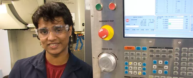 photo - International student in our Aerospace Manufacturing lab