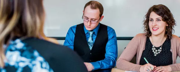 photo - Human Resources Management students conducting a mock job interview