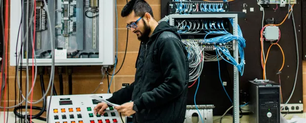 Instrumentation student working on a project in one of our instrumentation labs