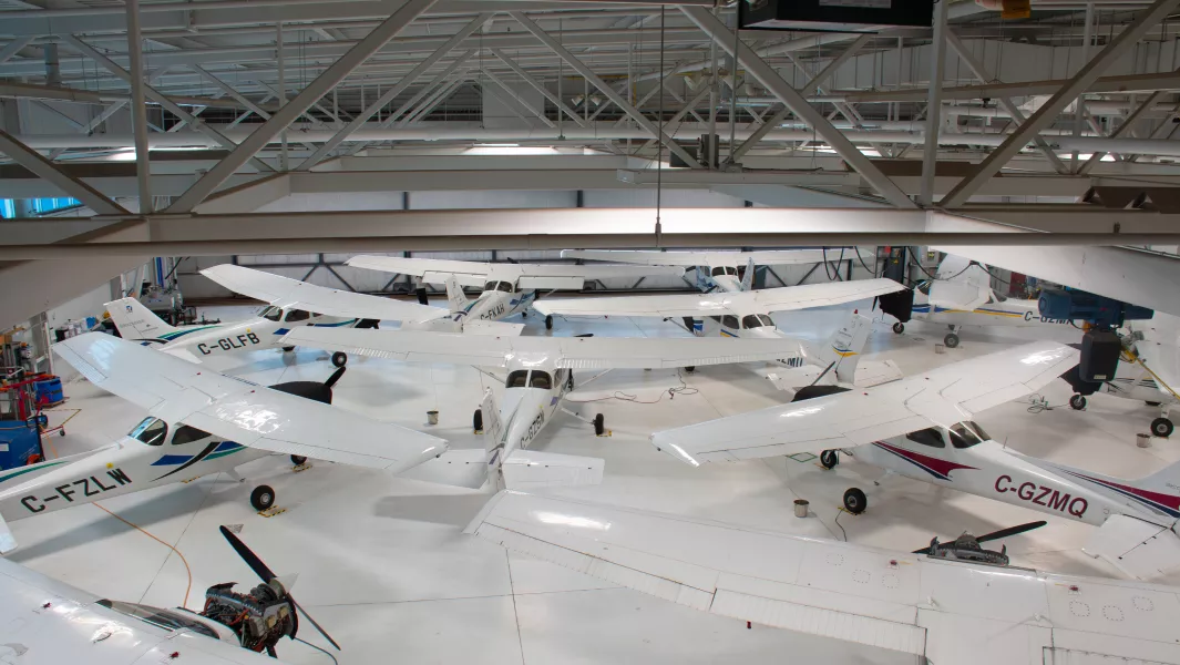 Planes in a CC hangar