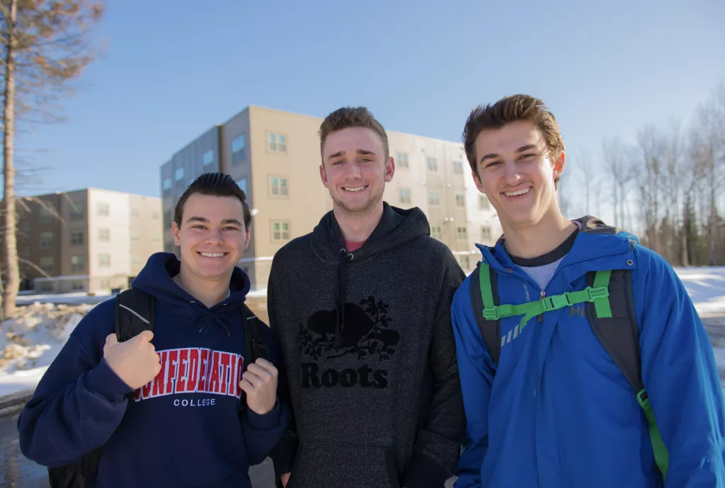 Students outside on campus