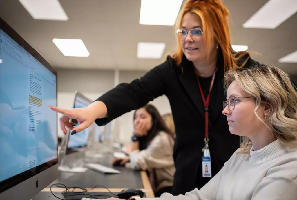 Student at computer