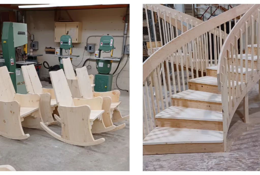 rocking chairs and stairs 