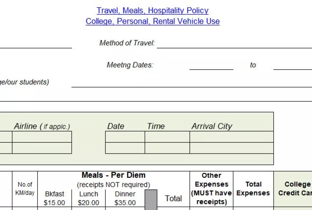 Travel Expense Claim Form