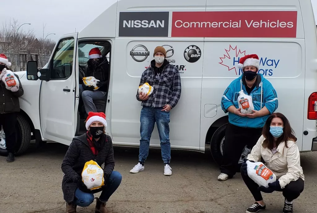 The team unloading the last of the turkeys at the RFDA