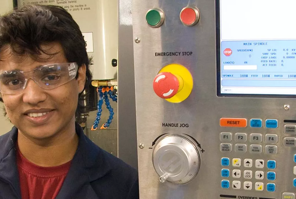 photo - International student in our Aerospace Manufacturing lab