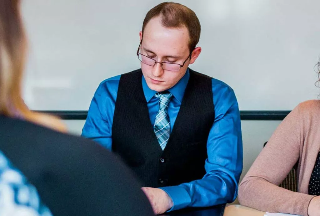 photo - Human Resources Management students conducting a mock job interview