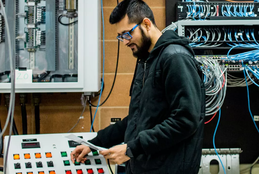 Instrumentation student working on a project in one of our instrumentation labs