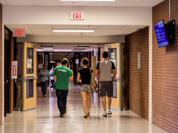 students in a hall
