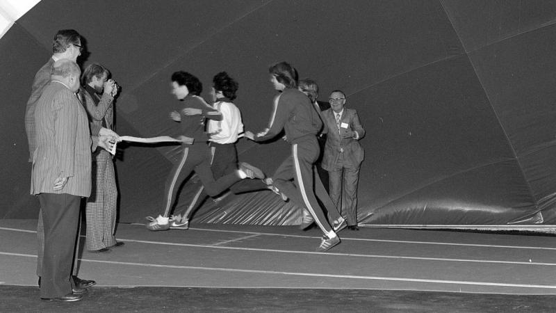 1975 Ceremonial Jog Around the Track (Fitness Centre-Bubble)