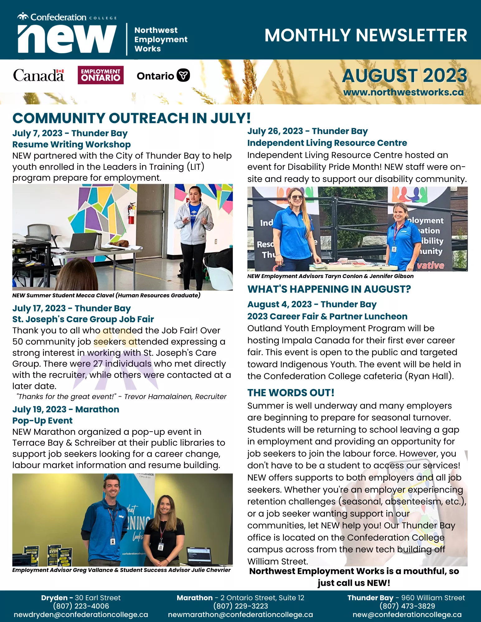 NEW August Newsletter