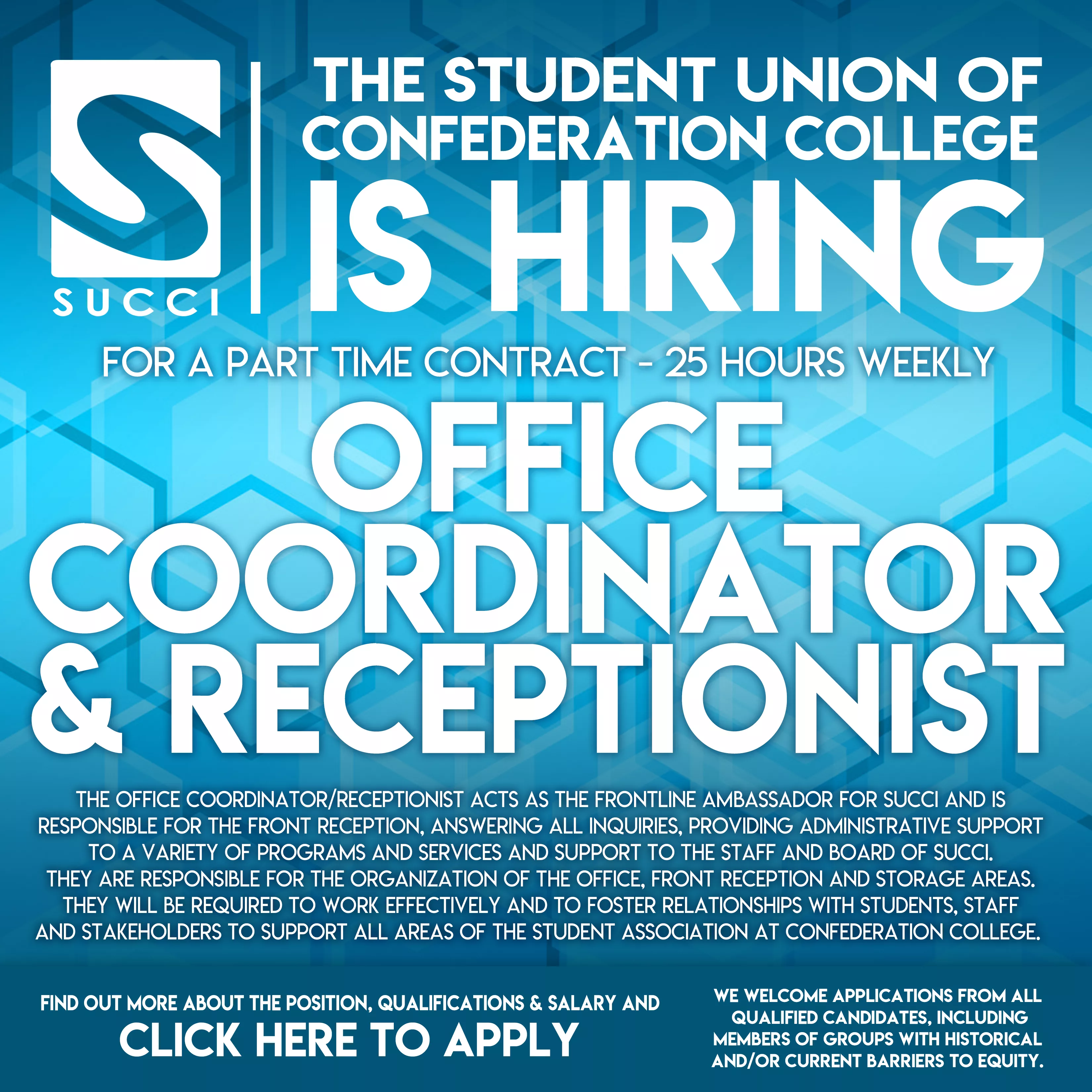 SUCCI OFFICE COORDINATOR & RECEPTIONIST JOB SUCCI OFFICE COORDINATOR & RECEPTIONIST JOB