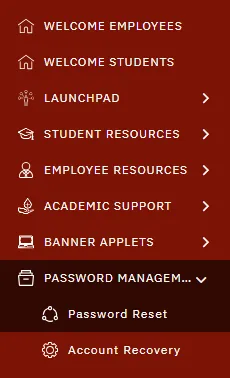 My Campus Portal navigation menu