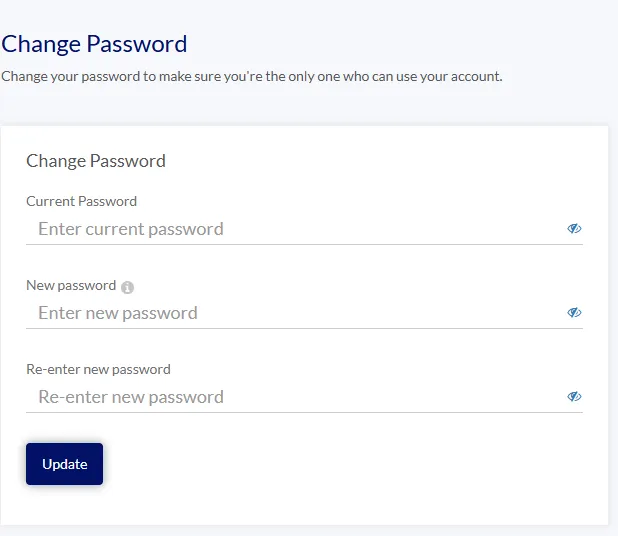 Change password page