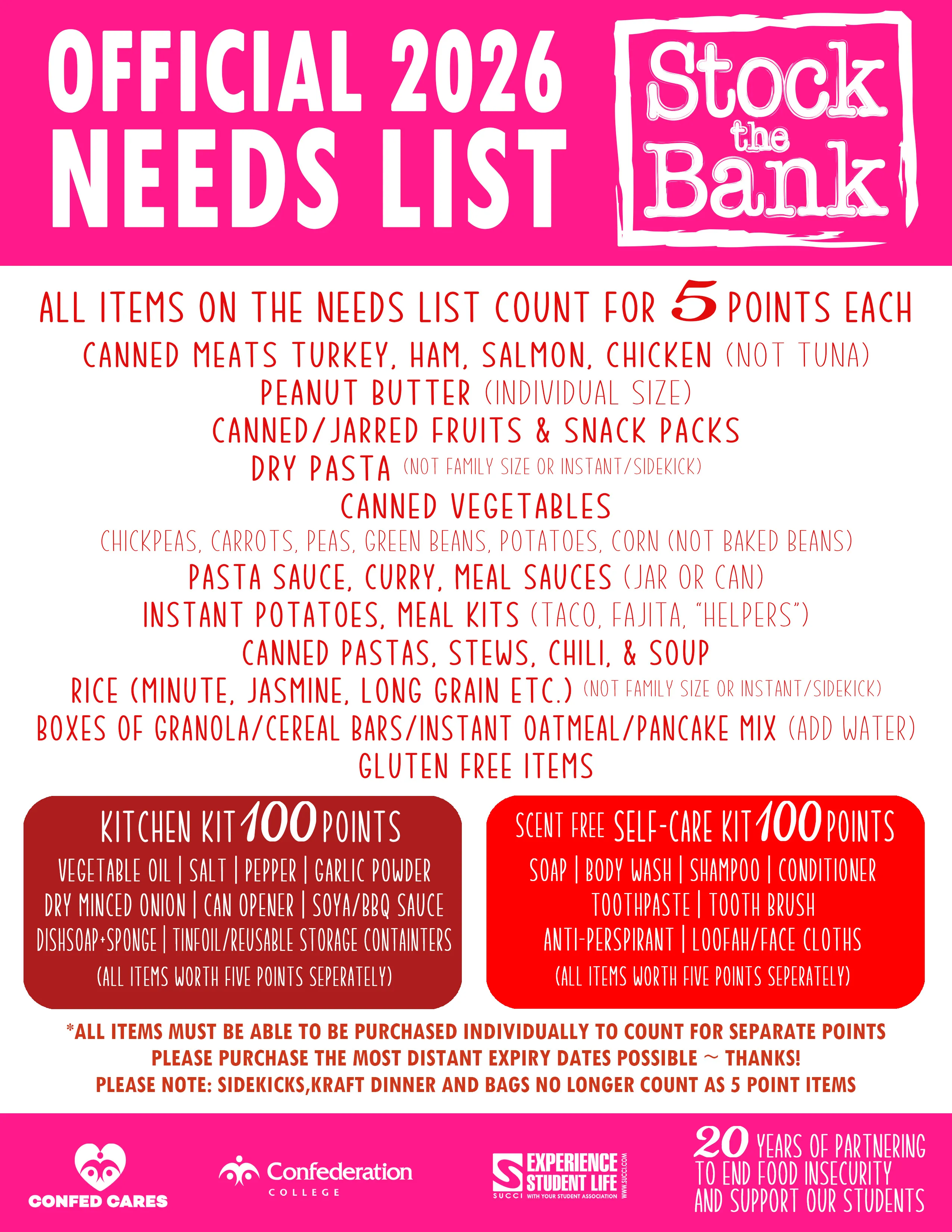 STB Needs List 26