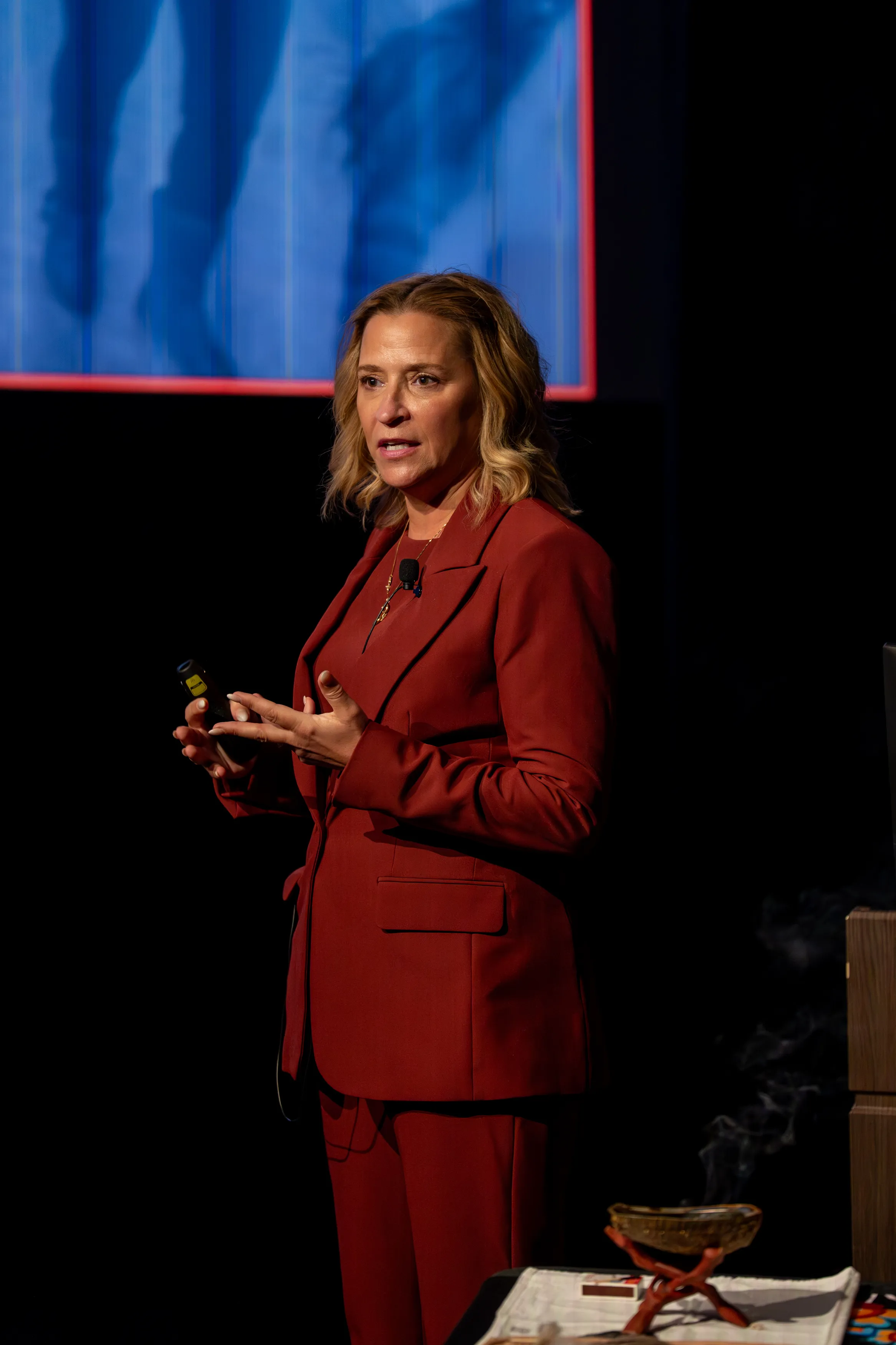Michelle Salo presenting on stage