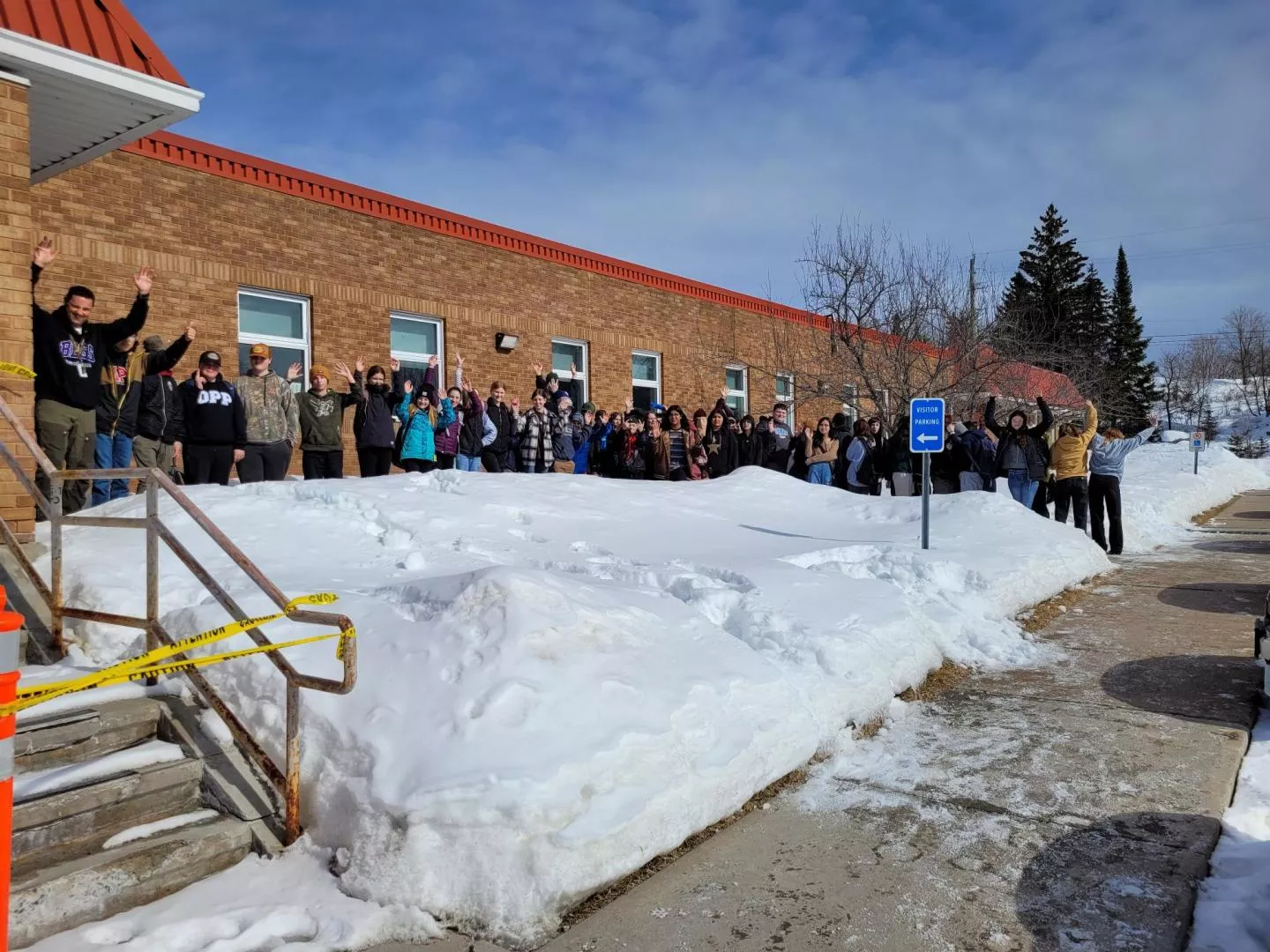 Students lined up to enter the campus!