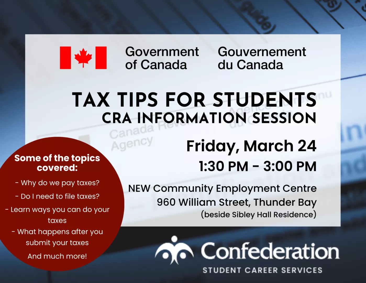 Tax Tips for Students Info Session Promo 